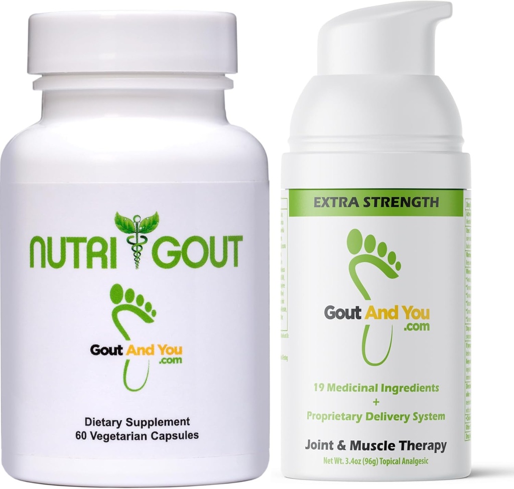 NutriGout Uric Acid Supplement ve Ekstra Kuvvetli Joint Discomfort Relief Topical Cream