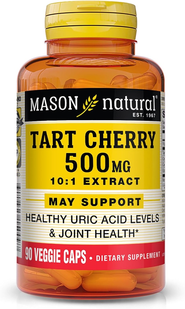 MASON NATURAL Tart Cherry 500 mg 10:1 Tür Veggie Caps - Sağlıklı Uric Asit Seviyeleri ve Ortak Sağlık*, 90 Capsules & Ortak Sağlık*, 90 Capsules