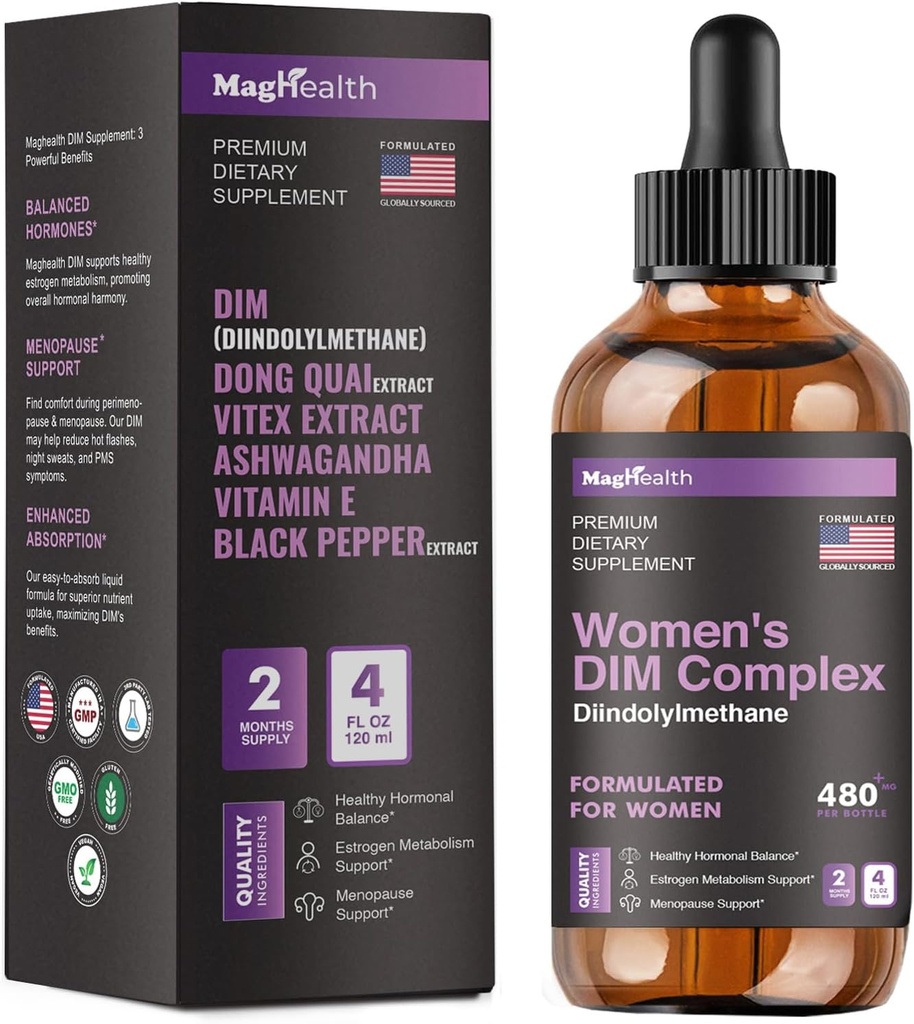 DIM Supplement | Ashwagandha, Dong Quai, Vitex Extracts, 200 mg Diindolylmethane - Hormon Dengesi, Menopause Supplements - PMS & Antioxy Support - Women and Men | 60 Day Supply