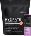Sports Research® Hydrate Electrolytes Toz Paketleri - Sugar-Free & Natural Flavored with Vitamins, Minerals, and Coconut Water - Supports Hydration - 16 Packets - Passion Fruit