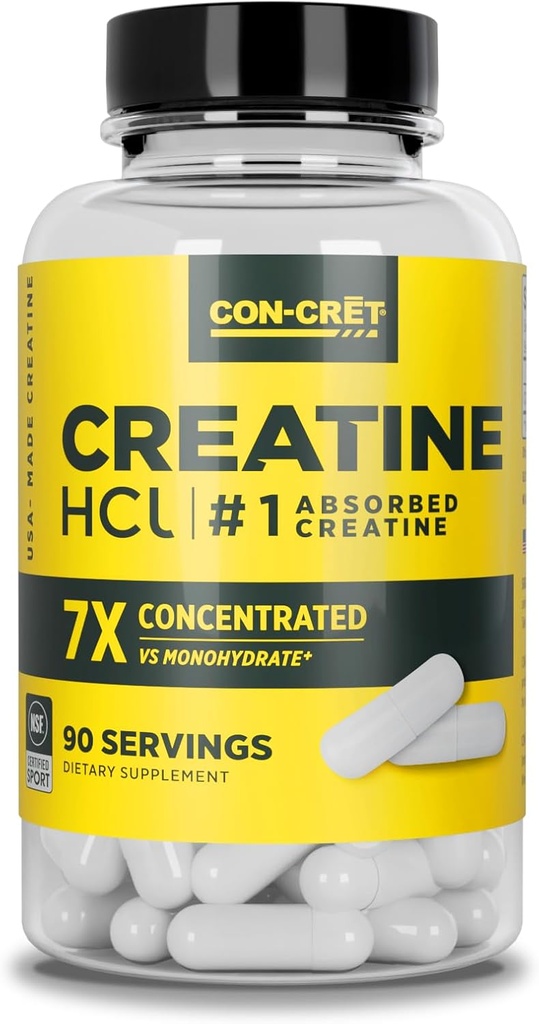 CON-CRET Tinatine HCl Capsules | Muscle, Cognitive, Cellular Energy Support | No Bloating or Cramps | USA Made & NSF Sertifikalı | Kretine Pills (90 ct)