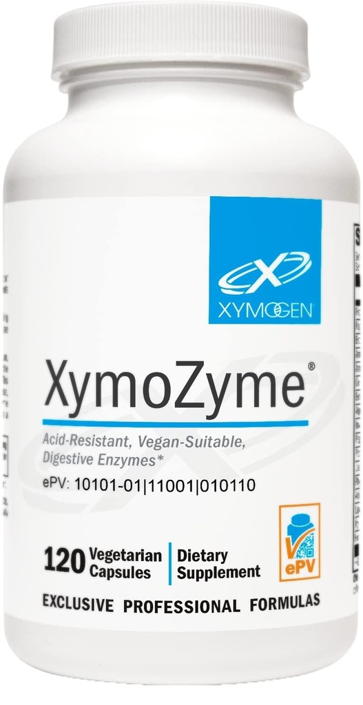 XYMOGEN XymoZyme - Digestive Enzymes for Women and Men with Protease & Bromelain - Οξύ ανθεκτικό, Vegan Digestive Enzymes for Gut Health & Bloating Relief (120 Κάψουλες)