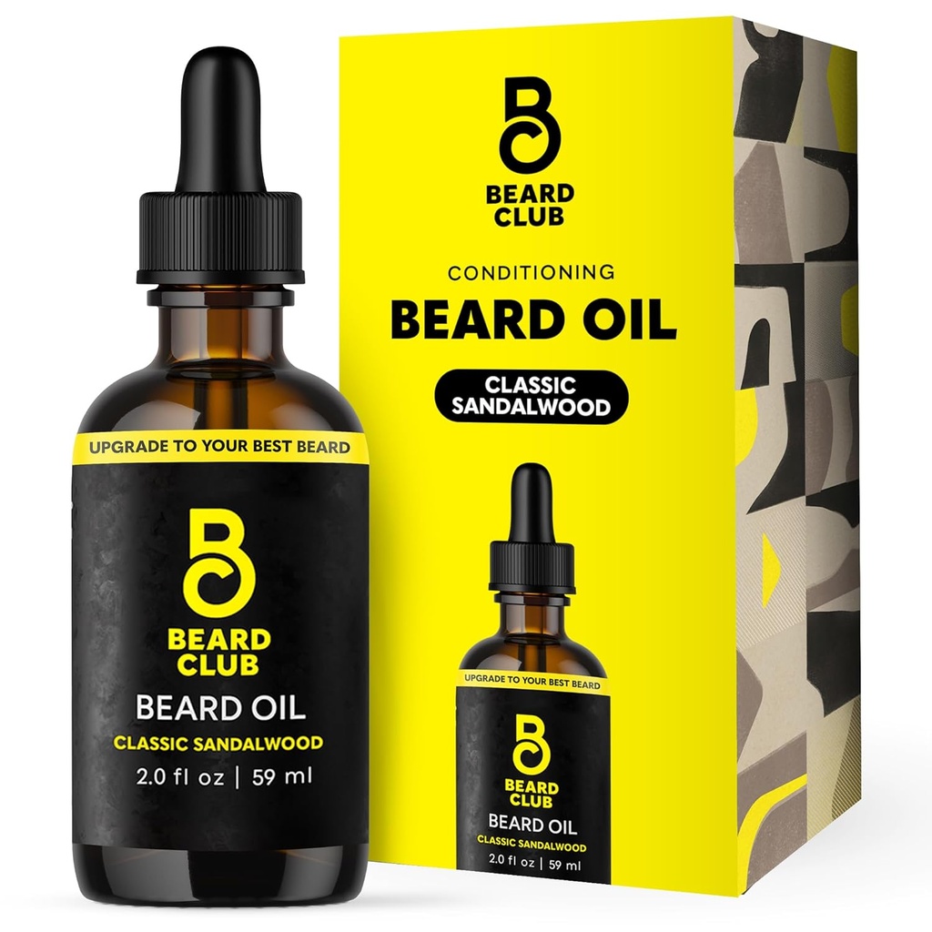Ayıd Club Ayıd Oil for Men - 2oz Classic Sandalwood Natural Beard Oil with Castor & Amber Oils - Beard & Mustache Durumer - Hydrates, Softens & Soothes Kuru Skin - Saçları güçlendirin