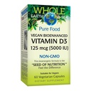 Doğal Faktörler Tüm Dünya ve Deniz Vitamin D3 12506 (5,000 IU), Vegan Bioenhanced, 60 Vegetarian Capsules