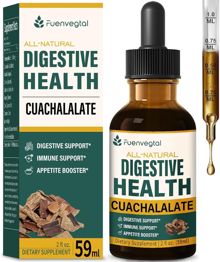 Cuachalalate Digestive Drops: Βότανο συμπλήρωμα w/Licorice Root, Dandelion, γαρύφαλλο, Cancerina, & Kalawalla εκχυλίσματα για Αναστατωμένη ανακούφιση στο στομάχι, γαστρική υγεία, & υποστήριξη ανοσοποιητικού συστήματος. 2oz