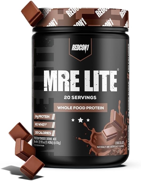 REDCON1 MRE Lite Tüm Gıda Protein Tozu, Çikolata - Low Carb & Whey Hayvan Proteinleri ile Ücretsiz Meal Yenileme - MCT Oils (20 Servisler) ile Yapılması Kolay