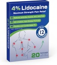 Uposiut 4% Lidokak Patches, 20 Kont Patches maksimum Güçlü Lidokaki Patches (20 Patches), Kas Ağrısı Boyunca, Omuzlar, Omuzlar, Ayaklar, Ayaklar ve Anks, 12 Saat Ağrısı