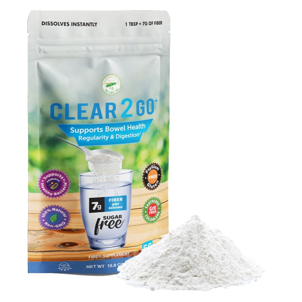 Διατροφικά Σχέδια Prebiotic Fiber Supplement Powder - Inulin Soluble Fiber - All Natural Sugar & Gluten Free Dietary Fiber - Daily Fiber for Bowel Health Clear 2 Go - 15.8 Oz