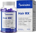 HairRX Biotin 6000mcg Vegan Gummies for Beautiful Hair and Nails - Κολλαγόνο, Πανθωνθενικό οξύ, ιωδίνη, μπαμπού, λάδι καρύδας, ψευδάργυρος, MSM για γυναίκες και άνδρες (1 μήνας προμήθεια)