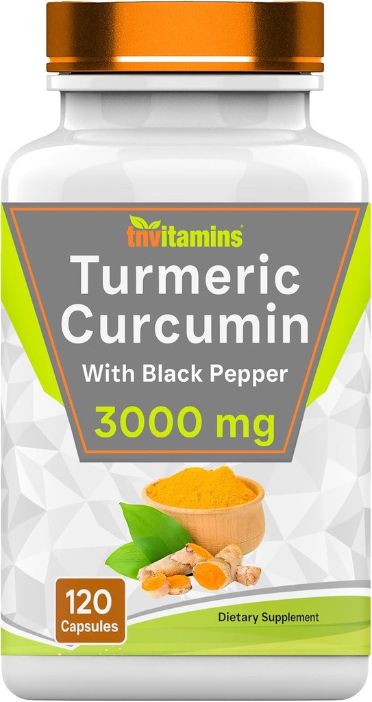 tnvitamins Κάψουλες κουρκουμίνης Turmeric Curcumin με Μαύρο Πιπέρι 