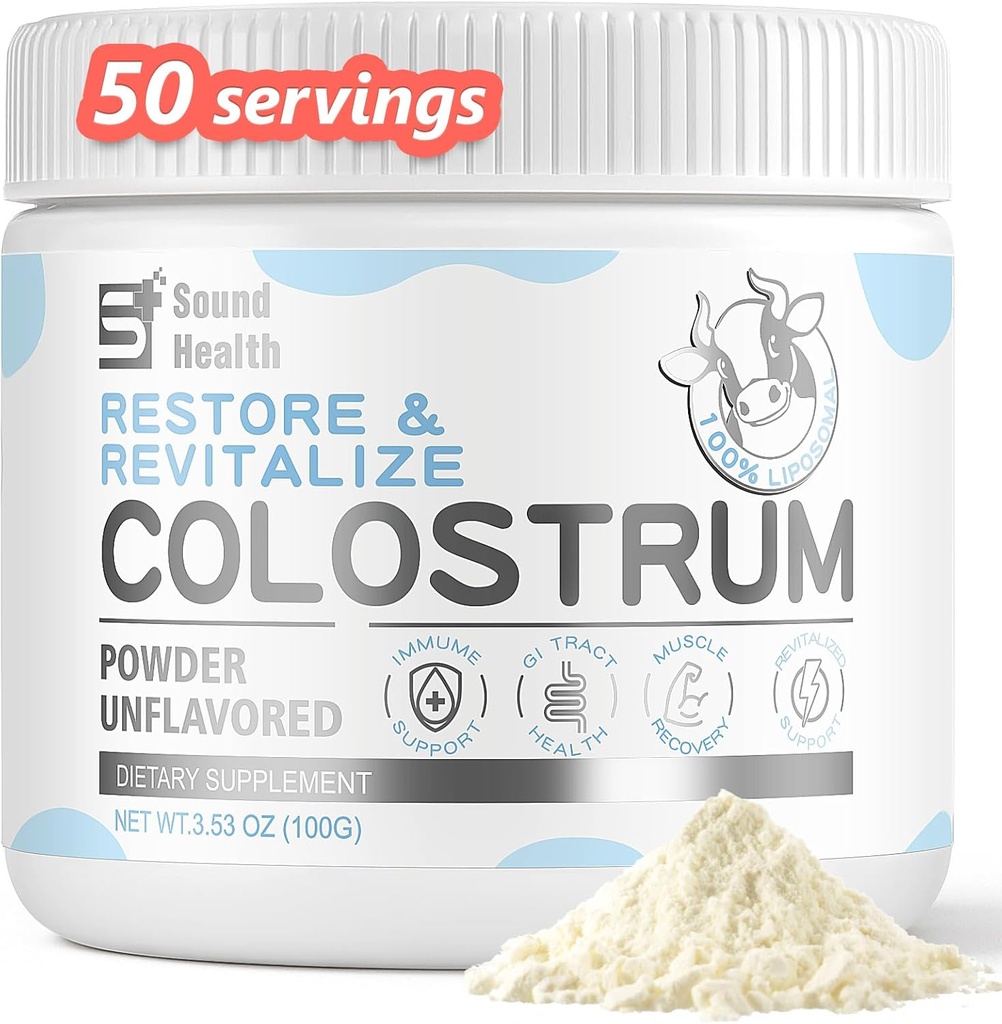 Colostrum Supplement Toz Insanlar için - Organik Bovine Colostrum Gut Health, Saç Büyüme, Güzellik ve Immune Support - Unflavored (50 Hizmet)