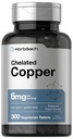 Horbäach Chelated Copper Supplement 6mg | 300 Tablet | Essential Trace Mineral | Vegetarian, Non-GMO, Gluten Free