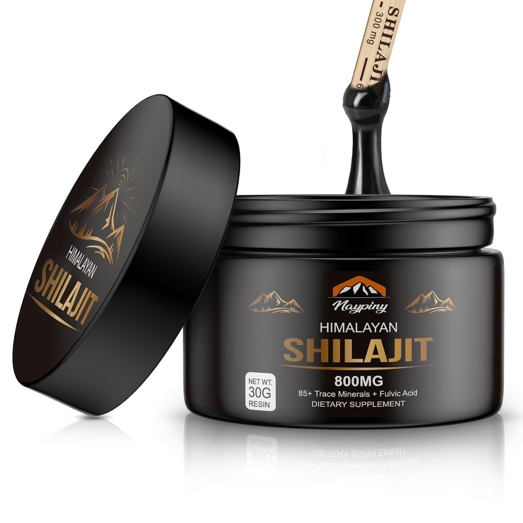 Shilajit Pure Himalaya Organik Giyim - 800 mg Gold Grade Shilajit Wear with Fulvic Acid & 85+ Trace Minerals Kompleksi Enerji, Güçlü ve Immunity, Erkekler ve Kadınlar için Shilajit, 800 mg