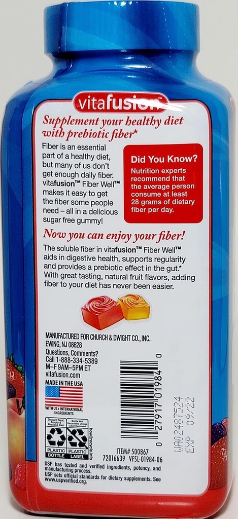 Vitafüzyon Fiber Well Sugar Free Gummy Vitamin Supplement, 220 Ct. 2 Pack