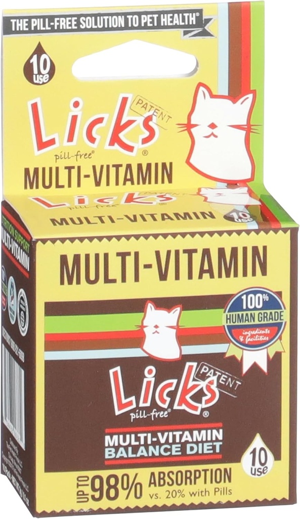 Licks Pill-Free Cat Multivitamin - Συμπλήρωμα γάτας με βιταμίνη C, D, και ασβέστιο - Multivitamin Pet Προμήθειες - Gel Packets - 10 Χρήση