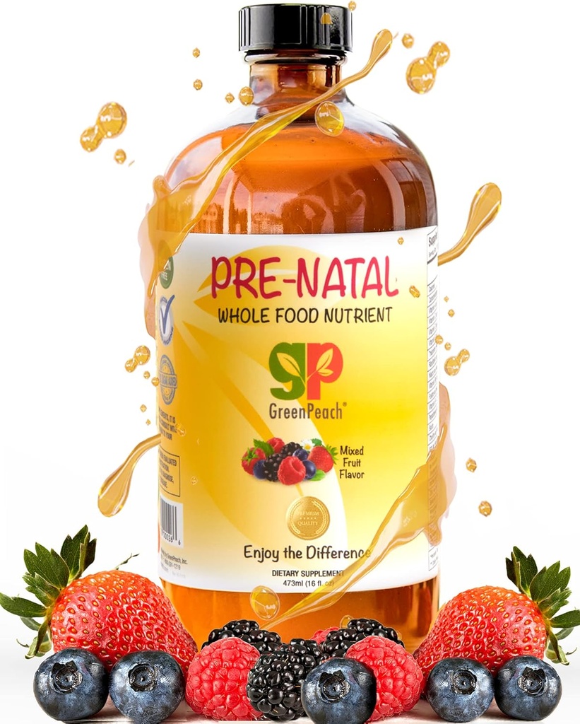 Kadınlar için organik sıvı Prenatal Vitaminler - Prenatal Iron & Folate, Pre Natal Multivitamin, Women's Prenatal Multivitamin, Vegan Prenatals Halal Kosher Friendly Prenatal Vitamin, 32 Hizmet