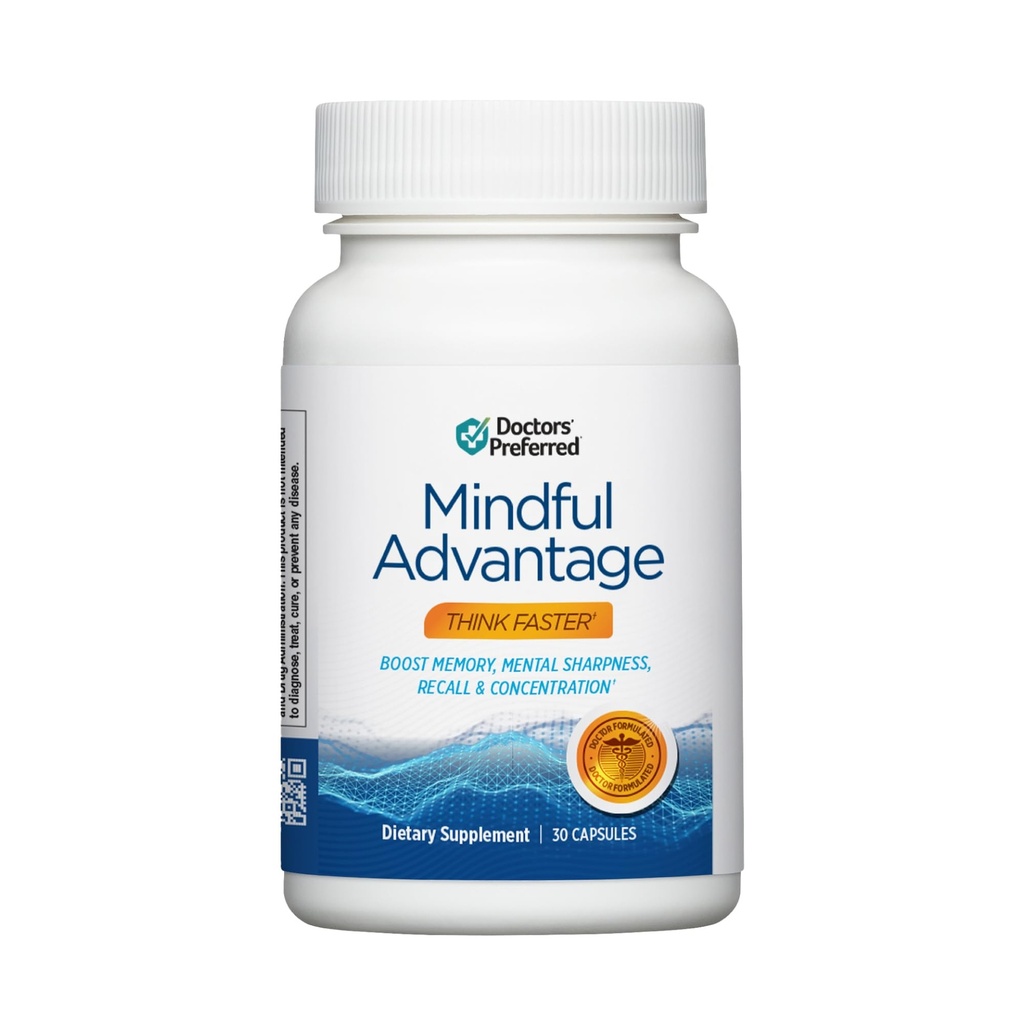 Γιατροί' Prefered Mindful πλεονέκτημα Συμπληρώματα εγκεφάλου για τη μνήμη και εστίαση - Ενίσχυση μνήμης, ψυχική οξύτητα, ανάκληση & συγκέντρωση - 30 κόμης