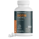 Bronson Biotin 5.000 MCG υποστηρίζει υγιή μαλλιά, δέρμα & νύχια & παραγωγή ενέργειας - Υποστήριξη ομορφιάς υψηλής ισχύος - μη ΓΤΟ, 360 χορτοφαγικά δισκία