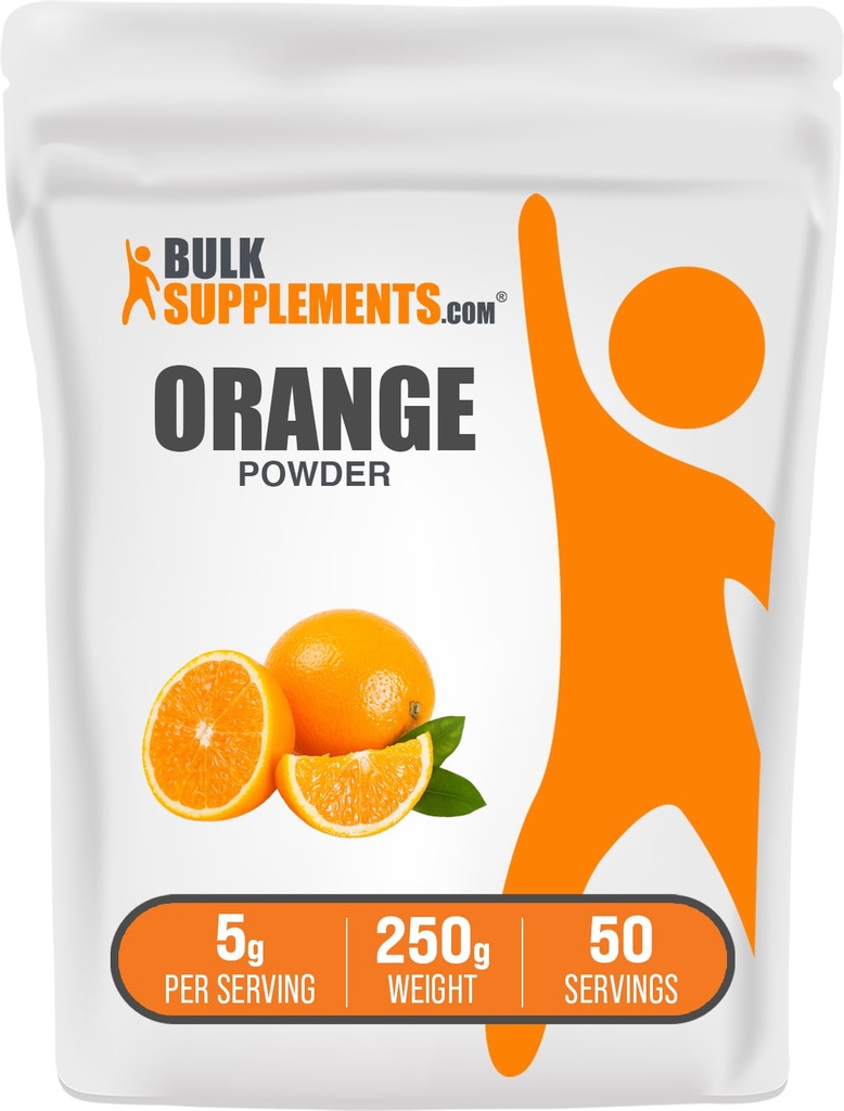 BulkSupplements.com Πορτοκαλί σε σκόνη - Πορτοκαλί σε σκόνη φρούτων, Nutrient-Rich Γεύση - Χωρίς γλουτένη, 5g ανά Σερβίρισμα, 250g (8,8 oz) (Pack of 1)