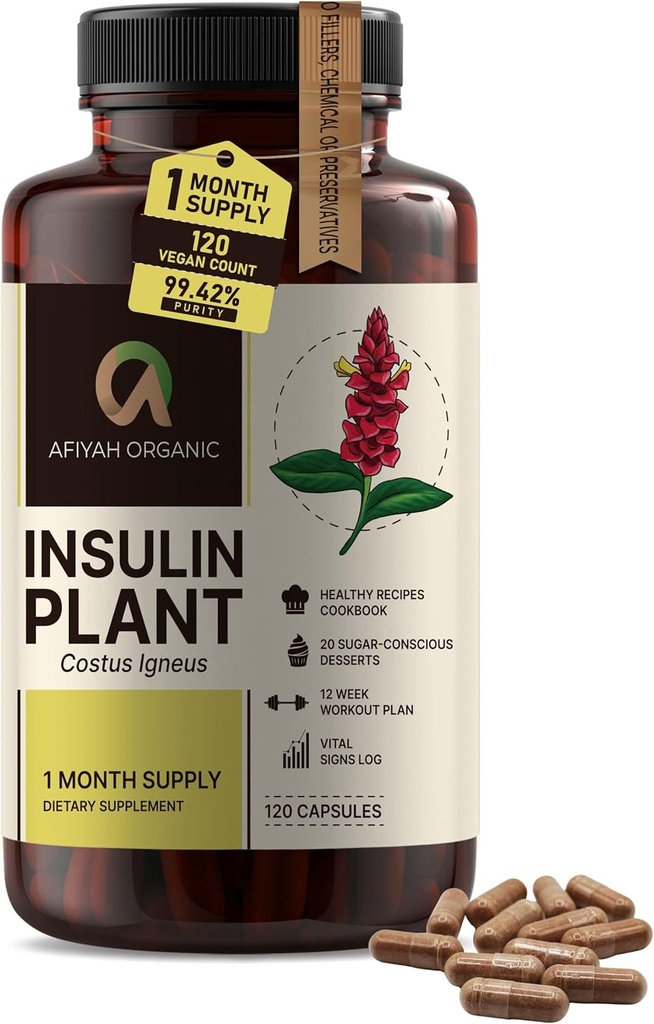 Premium Quality Costus Igneus (Insulin Plant) Capsules - Swallow 120 Veggie Capsules (1 Ay Supply) - ABD'de Tamamlanan Sağlık Desteği Programı