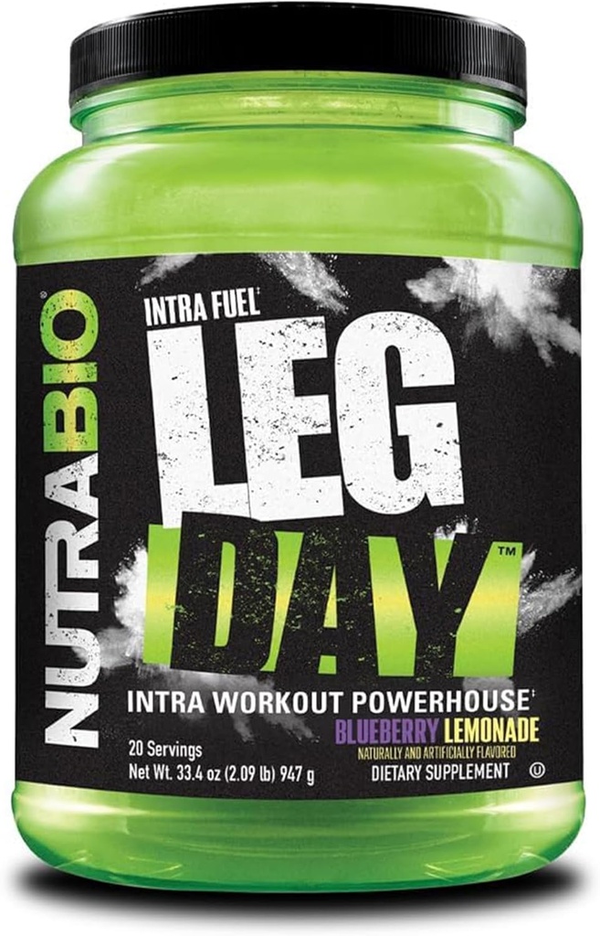 NutraBio Leg Day Intra Workout Toz – Advanced Carb Supplement with Cluster Dextrin & Electrolytes – Carb Toz with EAAs/BCAAs – Cyclic Dextrin for Performance – Blueberry Lemonade, 20 hizmet