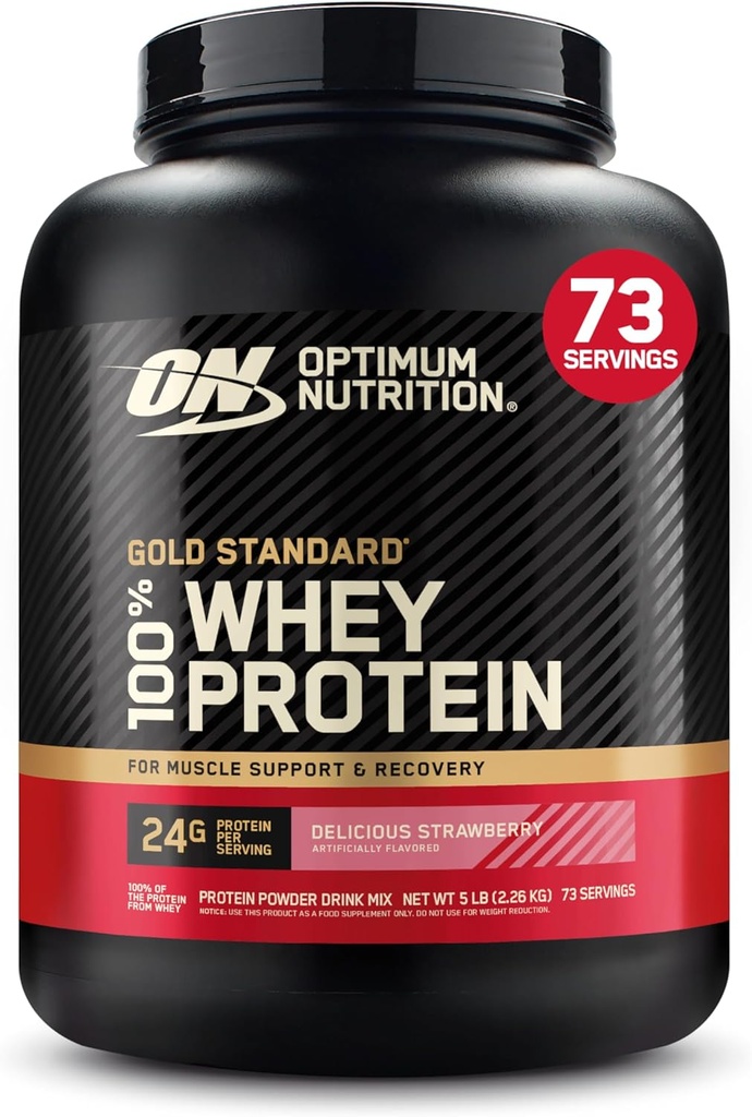 Optimum Beslenme Altın Standardı 100% Whey Protein Toz, Lezzetli Strawberry, 5 Pound (Pazar Mayıs Vary)