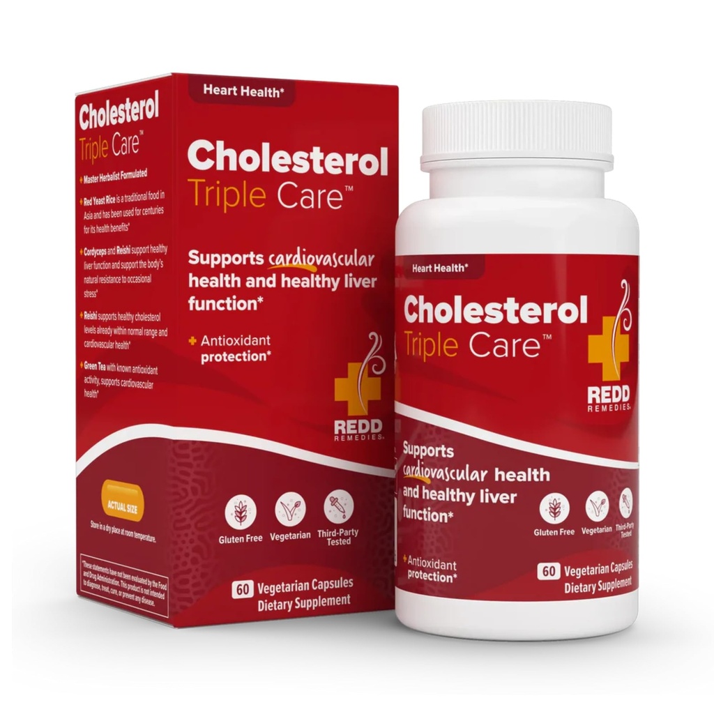 Redd Remedies, Cholesterol Triple Care, Sağlıklı Cholesterol Seviyeleri ve Liver Function, 60 Vegetarian Capsules