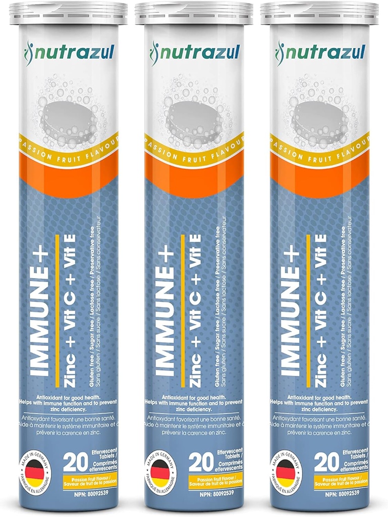 Notrazul Immune+ Effervescent Tabletler | Vitamin C ve Çinko E | 60 Tabletler | Yetişkinler ve Çocuklar için Immune Desteği | Meyve Flavor