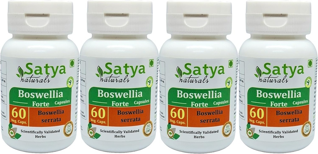 Boswellia Forte Capsules 500 mg. 60 Veg. Capsule | Boswellia (Boswellia Serrata) Men ve Kadınlar için Kapsüller | Ayurvedic Herbal Supplement / R kaçtılar | 10:1 Forte (4 Şişeler 60 Capsules)