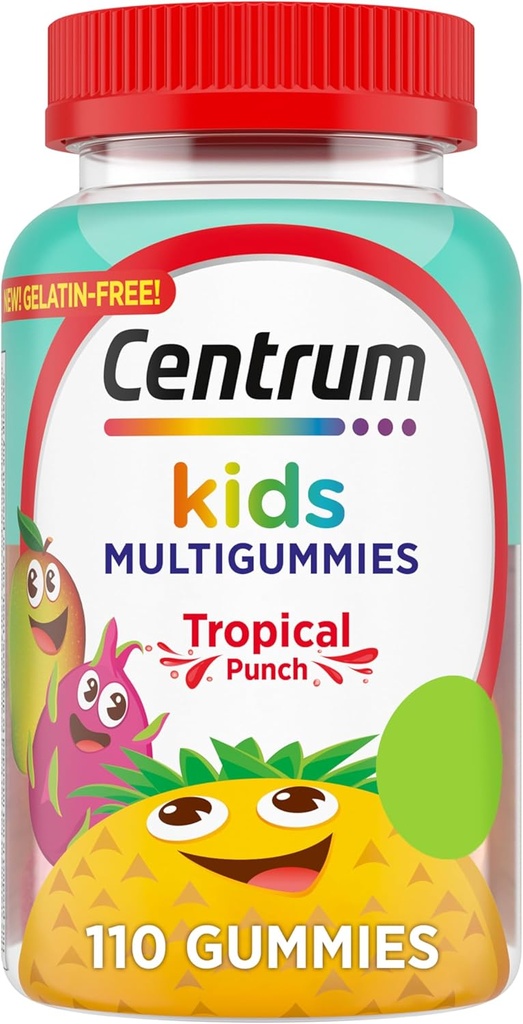 Centrum Kids Multivitamin Gummies, Tropikal Punch, Natural Flavors, 110 Kont, 110 Day Supply