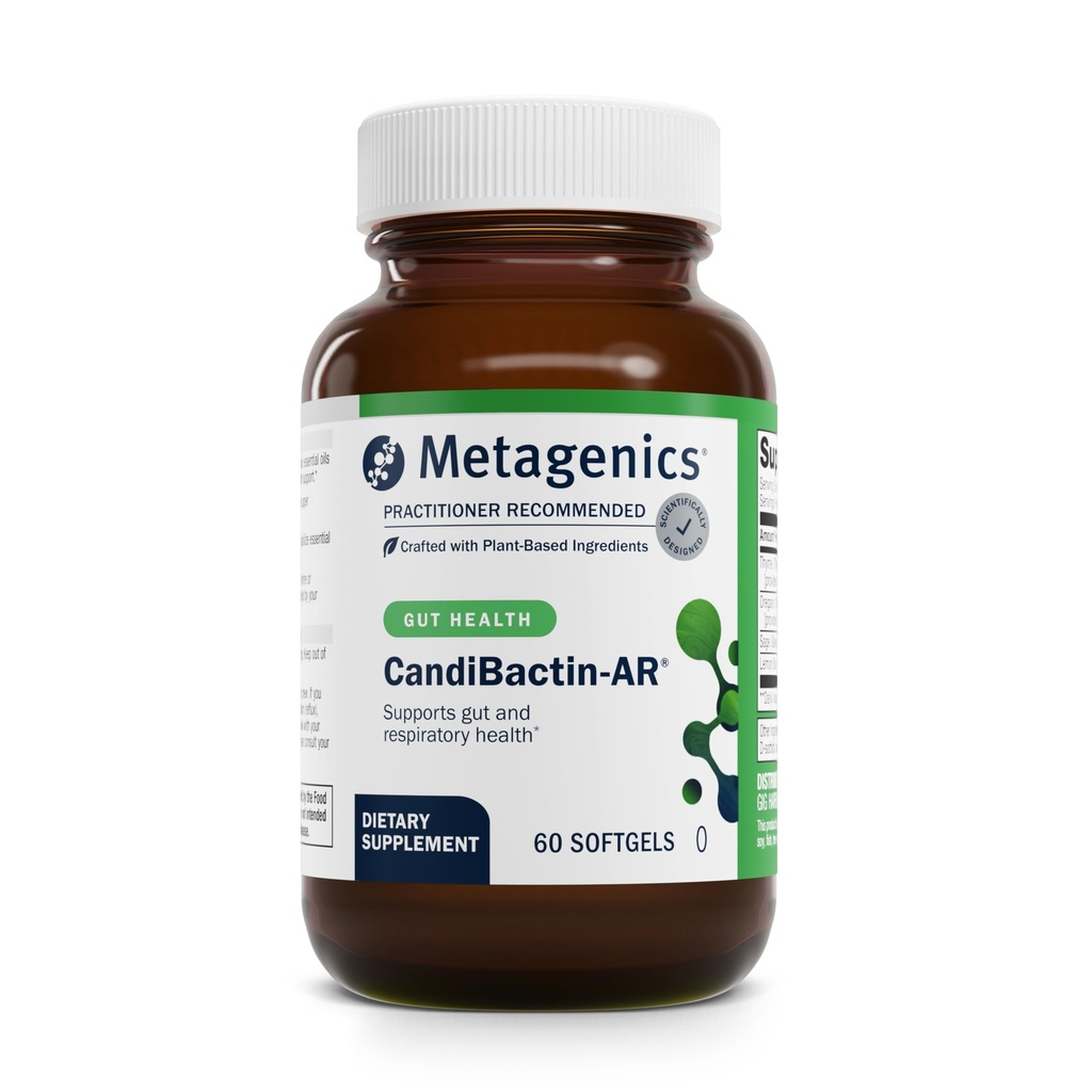 Μεταγονικά CandiBactin-AR - αιθέρια έλαια Orγανης & θυμαριού με φασκόμηλο & βάλσαμο λεμονιού - Υποστηρίζει Digestive Health, Microbial Balance & GI Comfort - Enteric Coated Softgels - Χωρίς γλουτένη - 60 Softgels