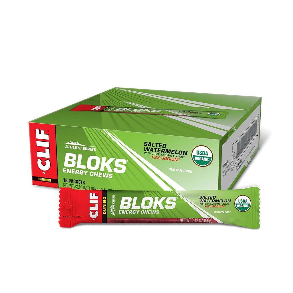 KIZLI - 2X ile Salted Watermelon Flavor - Enerji Chews - Non-GMO - Bitki - Bisiklet ve Koşu için Hızlı Yakıt - Hızlı Karbohidratlar ve Elektrolytes - 2.12 oz (18 Count)