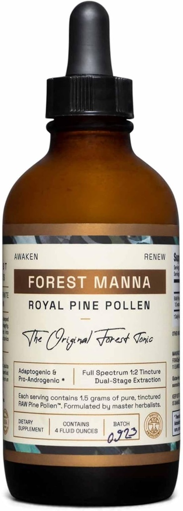Orman Manna Royal Pine Pollen Tincture – 1:2 Gerçek Dual-Stage Ekstraksiyon – Saf RAW Pine Pollen Tincture – 4 Akışkan Ounce Şişe
