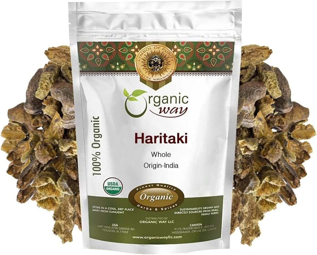 Organik Way Haritaki Whole (Chebulic Myrobalan) | Terminalia Chebula (Yellow Myrobalan) | Kosher & USDA sertifikalı | Vegan, Non-GMO & Gluten Free |% 100 Raw from India (16 oz - 1 lbs)