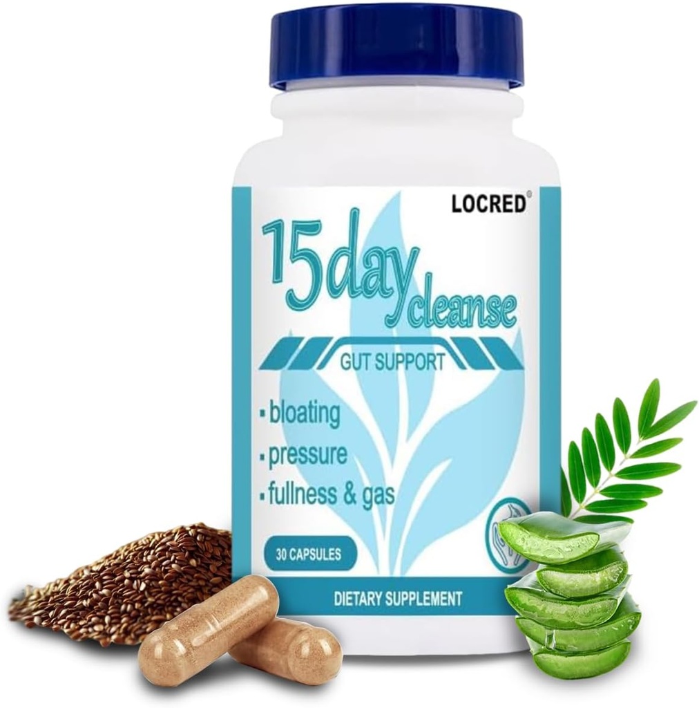 15 Day Cleanse Capsule,Colon Cleanse Detox ve Gut Health for Women & Men, With Senna, Cascara Sagrada & Psyllium Husk,30 Capsules