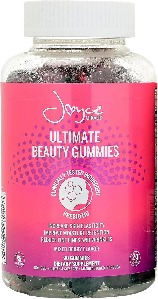 Joyce Giraud Ultimate Beauty Gummies, 30 Günlük Supply, Skin Hydration & Health Skin Tone, 90 Gummies