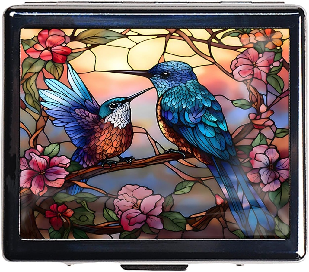 7 Days Chromed Shiny Silver Pill Organizer with Mirror Inside Has 8 Ayrı Karşılaşmalar Rect Fukushima 7 Days Pill Box Pill Case (Humming Birds)