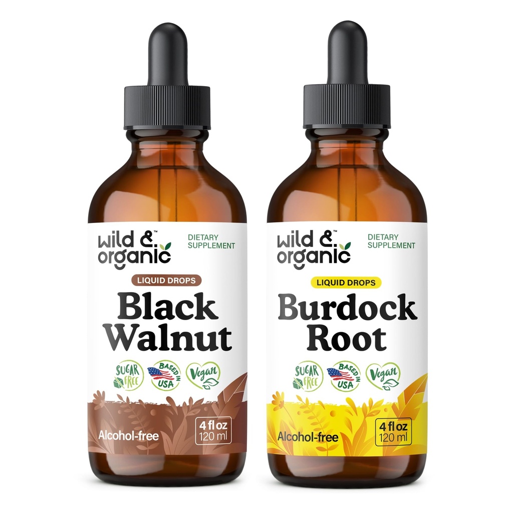 Άγρια & οργανικά μαύρη βάμβακα 4 fl oz & Burdock Root Βάμμα 4 fl oz