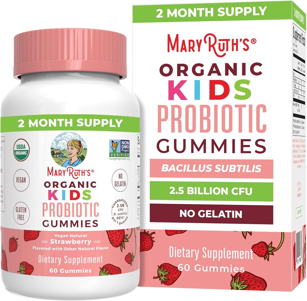 MaryRuth Organics Kids Probiyotiks for Digestive Health | USDA Probiyotik Gummies | 2 Ay Supply | Kids Probiyotiks | Immune Support | Gut Health Supplement | Vegan | Non-GMO | Gluten Free | 60 Count