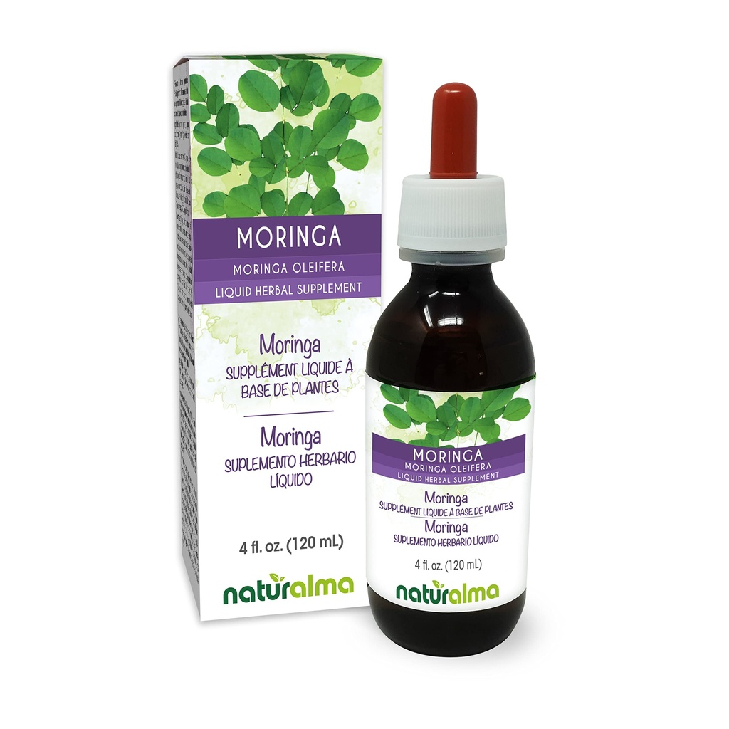 Naturalma Moringa (Moringa oleifera veya Moringa Aptera) Leaf Alkol-Free Tincture - 4 fl oz Liquid Extract in Drops - Herbal Supplement - Vegan