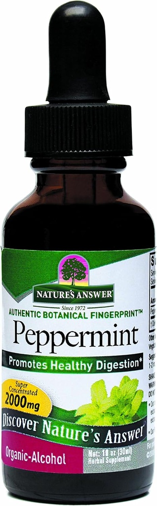 Nature's Answer Peppermint Leaf with Organic Alkol, 1-Fluid Ounce | Digestive Support | Mini to Stomach Discomfort | Diyetary Bowel Support
