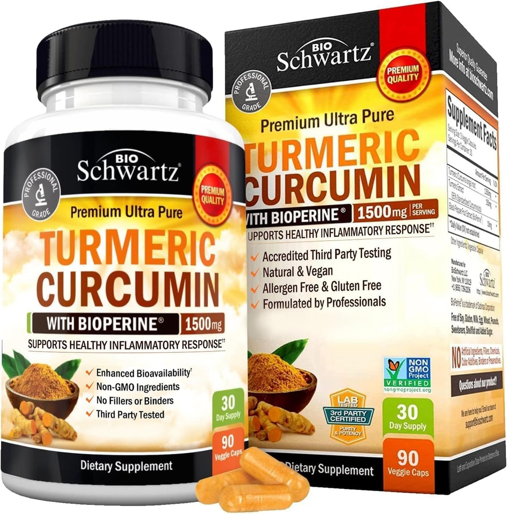 BioSchwartz Turmeric Curcumin 1500 ve Sambucus Elderberry ile çinko ve Vitamin C