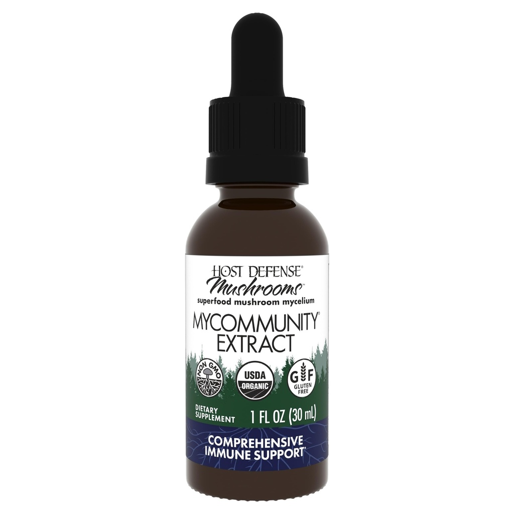 MyCommunity Extract - 17 είδη Mushroom Mushroom συμπλήρωμα για την ανοσοποιητική υποστήριξη - Extract with Lion's Mane, Reishi, Chaga, Cordyceps, Turkey Tail & More - 1 fl oz (30 Services)*