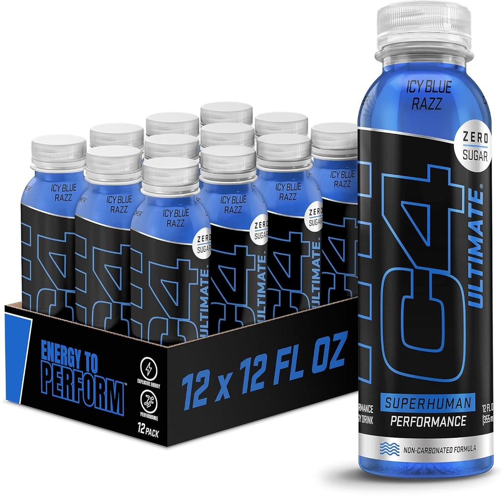 Cellucor C4 Ultimate Μη Carbonated Zero Sugar Energy Drink, Preworkout Drink + Beta Alanine, 12 Fl Oz (Pack of 12)