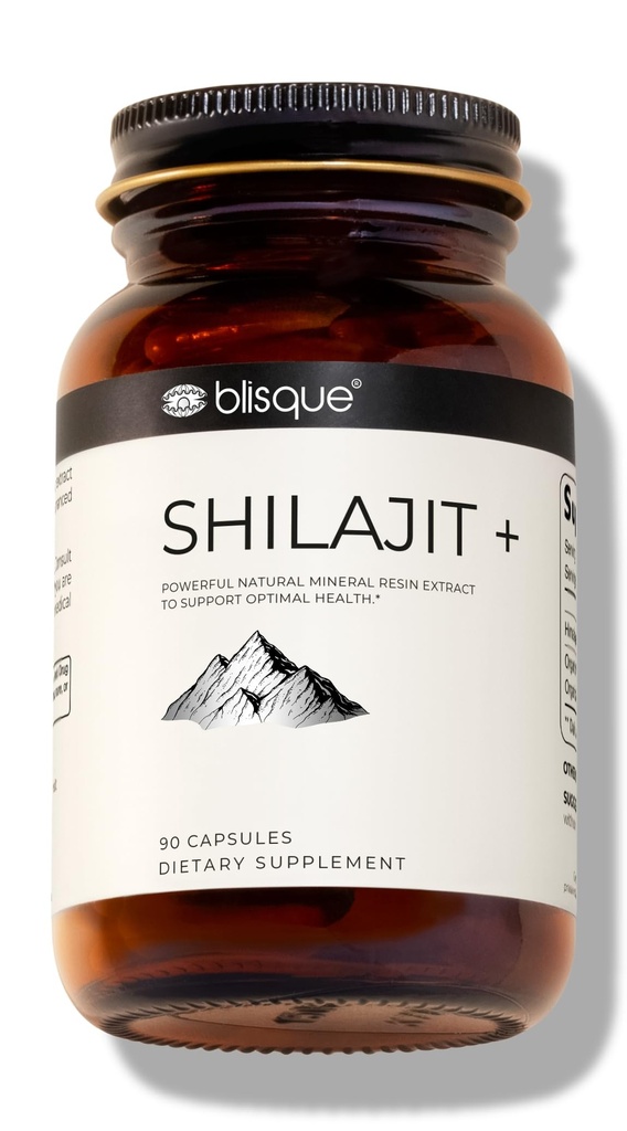 Blisque – Pure Himalayan Organik Shilajit Wear Extract Capsules | Authentic and Natural | Altın Grade A | Contains Fulvic Acid and Trace Minerals | 90 Capsules
