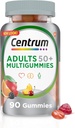Centrum MultiGummy Gummy Πολυβιταμίνη για Ενήλικες 50 Plus, Πολυβιταμίνη/Πολλαμινικό Συμπλήρωμα με Ασβέστιο, Ψευδάργυρο και Βιταμίνες Β και D, Ποικιλόμορφη Γεύση Φρούτων - 90 Count