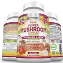 FRESH HEALTHCARE Mushroom Supplement - Lions Mane, Cordyceps, Reishi, Turkey Tail, and Shithake - Immune and Brain Support - Peak Power Mushroom Supplement - 90 Vegan Caps