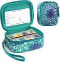 FINPAC Pill Organizers, 8 Karşılaştırma Seyahat Pill Haftalık 7 Gün İlaç Bakımı, Compact & Cute Tıp Vitamini ve Sahipleri (Emerald Illusions)