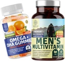 Bir Beslenme N1N Premium Erkeklerin Günlük Multivitamini [Vitamins A C E D, Magnezyum, çinko] ve Omega 3 6 9 + DHA Gummies [Vegan, Plant-Based], 2 Pack Sche Sche