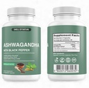 Doğanın kokusu Organik Ashwagandha Supplements with Black Pepper Extract - 1300 mg Pure Ashwagandha Extract - Energy Support - Non-GMO, Gluten-Free, Vegan - 60 Capsules